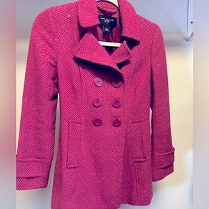 Ann Taylor xxsp Pink Tweed Double Breasted Car Coat
